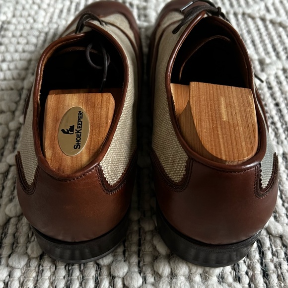 Ferragamo oxfords two tone leather and tan linen RARE - Picture 3 of 6
